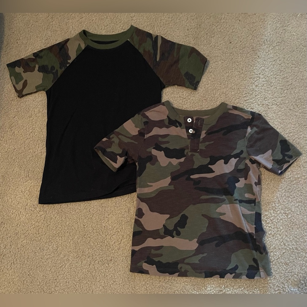 *BUNDLE* Boys black and camo wonder nation shirts small 6/7 medium 8